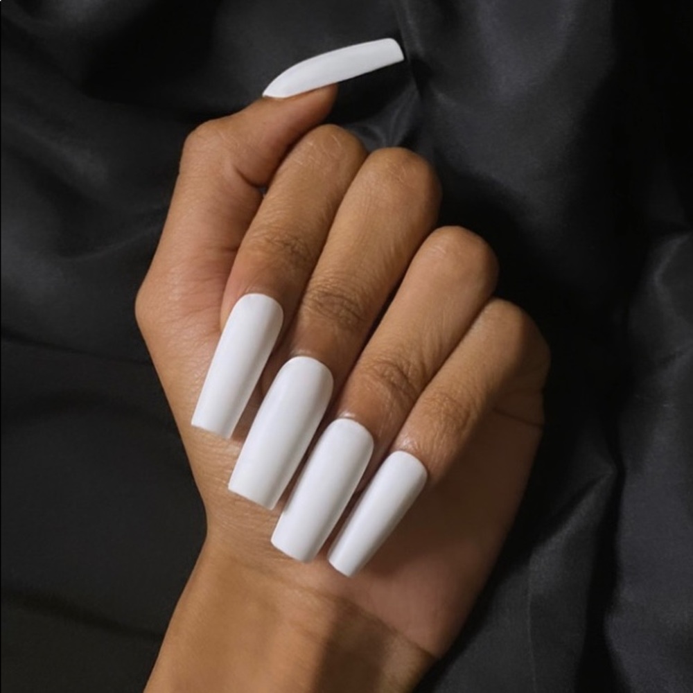 All white long mate press on